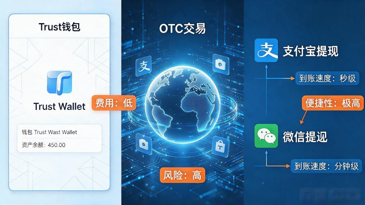Trust钱包提现人民币，几条路径费用和到账速度全对比